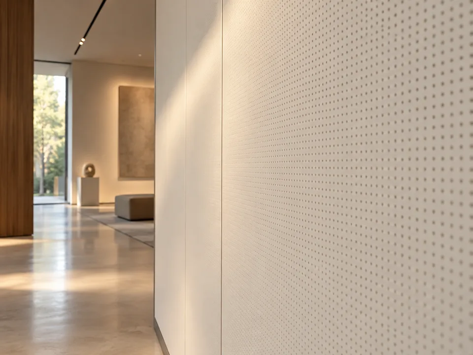 Close-up of a micro-perforated acoustic panel