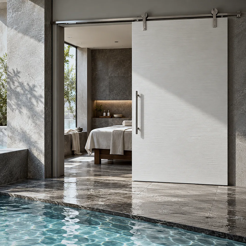 Sliding door to a spa treatment room