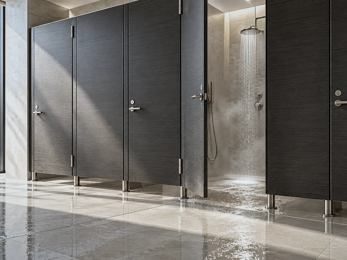 Shower cubicles in HPL compact laminate