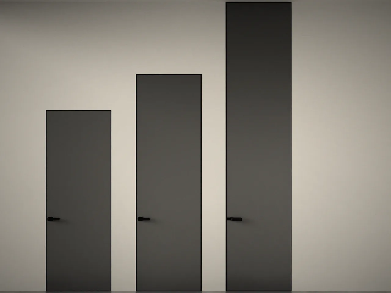 Lacquered concealed doors of different heights