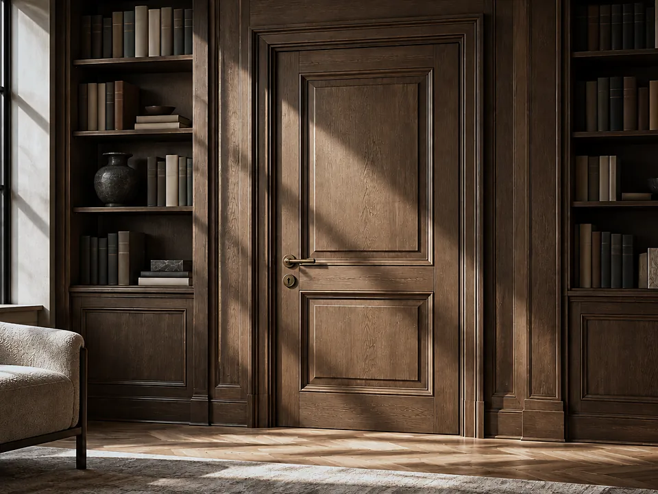 Solid walnut panelled door