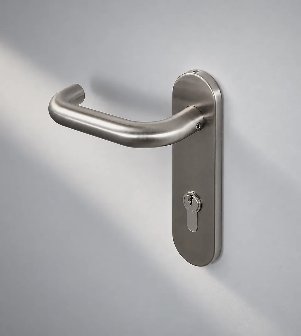 Stainless steel handle on a backplate