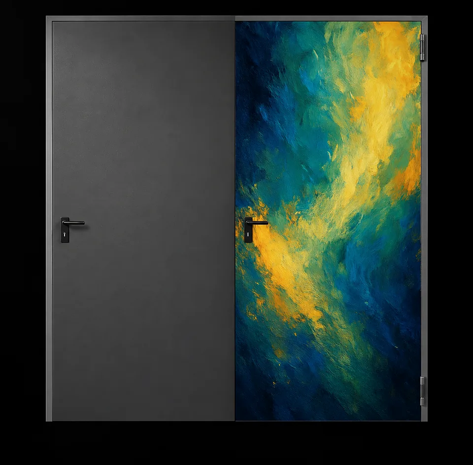 Steel door with digital decorative print