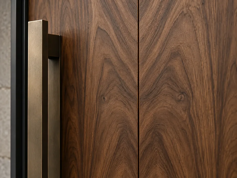 Natural walnut veneer panel with matched grain